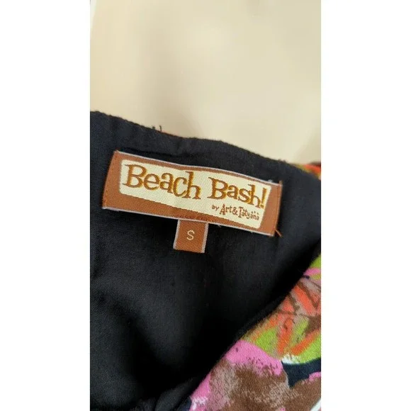 Beach Bash Art Tatyana Pink Retro Floral Fit Flare Modcloth Dress Pinup Skater S - Picture 6 of 7